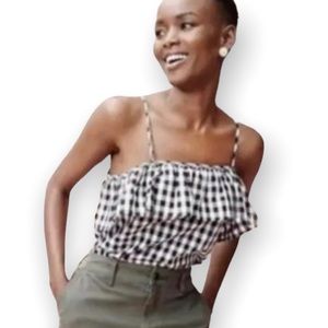 🖤 A New Day Gingham Ruffled Tank Top